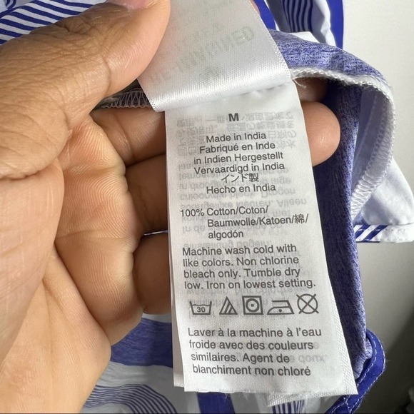 J. Crew Button-front cotton poplin tunic in stripe size S - Picture 7 of 8